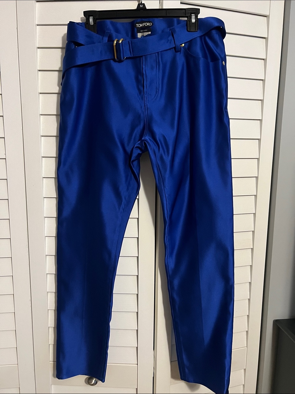 Tom Ford 100% silk Trousers in Cobalt Blue with Belt